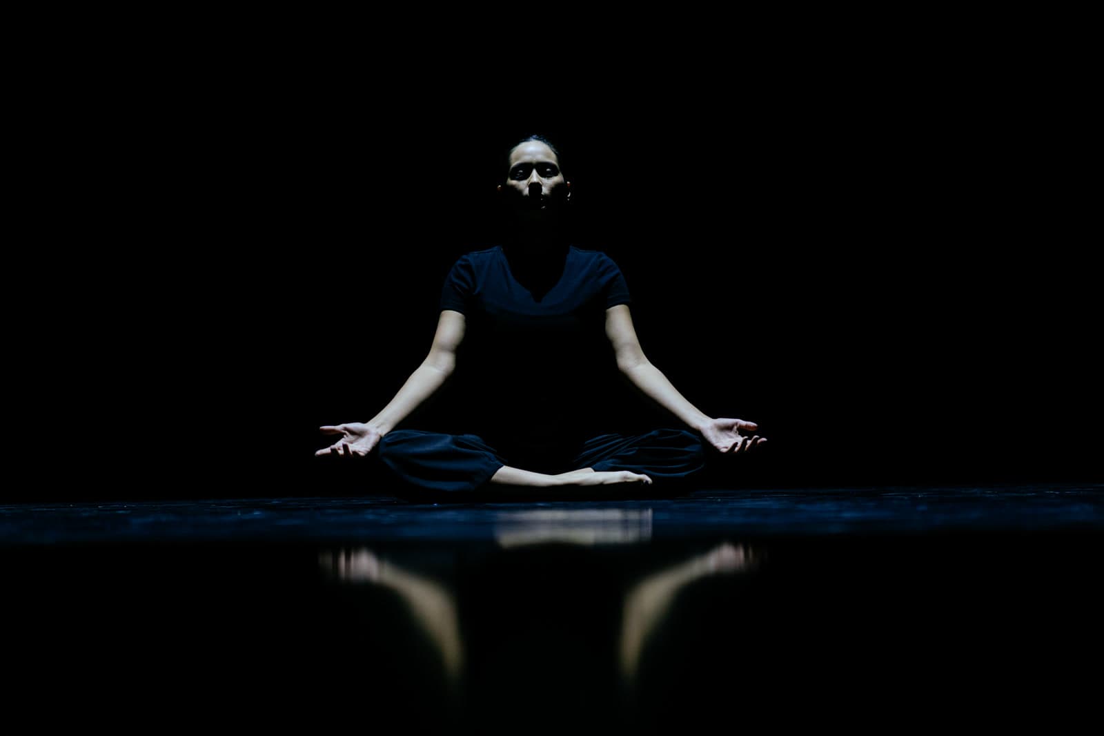 Amberly in meditation pose